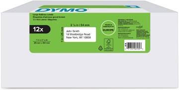 Dymo étiquettes LabelWriter, ft 25 x 54 mm, blanc, boîte de 12 x 500 étiquettes