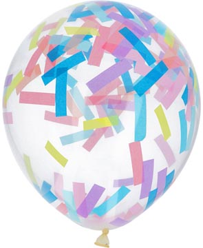 Ballonnen, 30 cm, pak van 4 stuks, Confetti Pastel