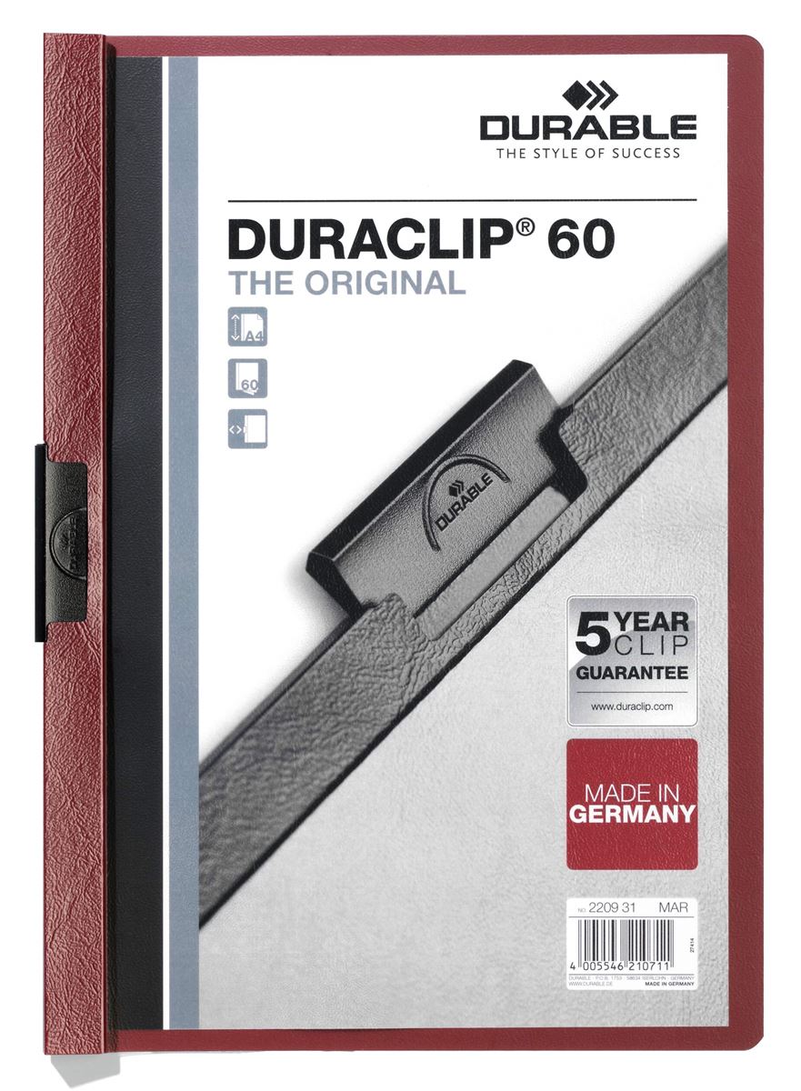 Duraclip original 60 transparant a4 bordeaux durable