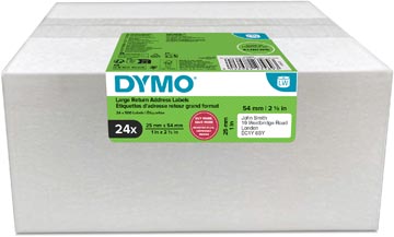 Dymo etiketten LabelWriter ft 25 x 54 mm, wit, 500 etiketten, multipack van 24 rollen