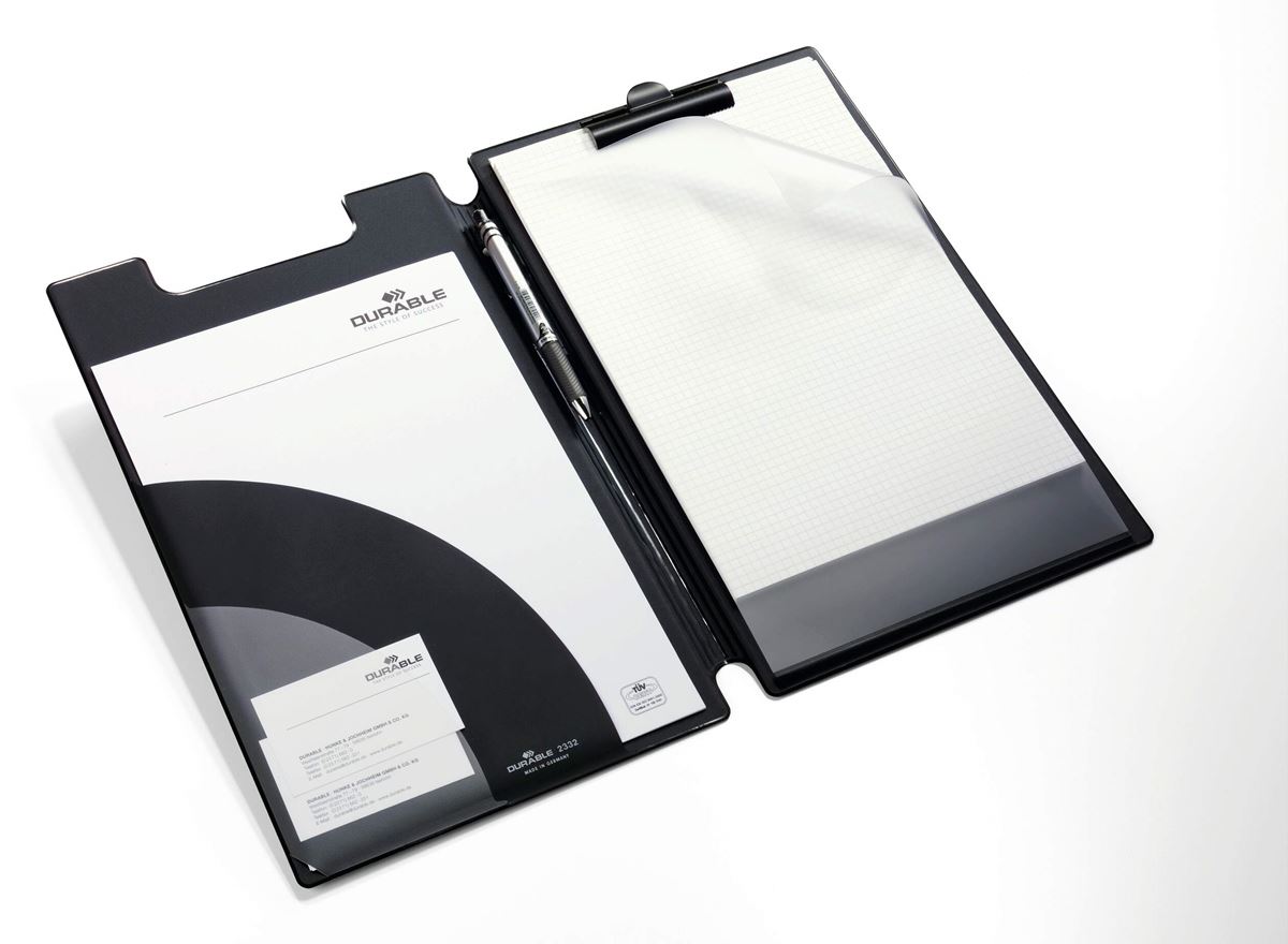 Klemmap met omslag pvc a4+ zwart durable