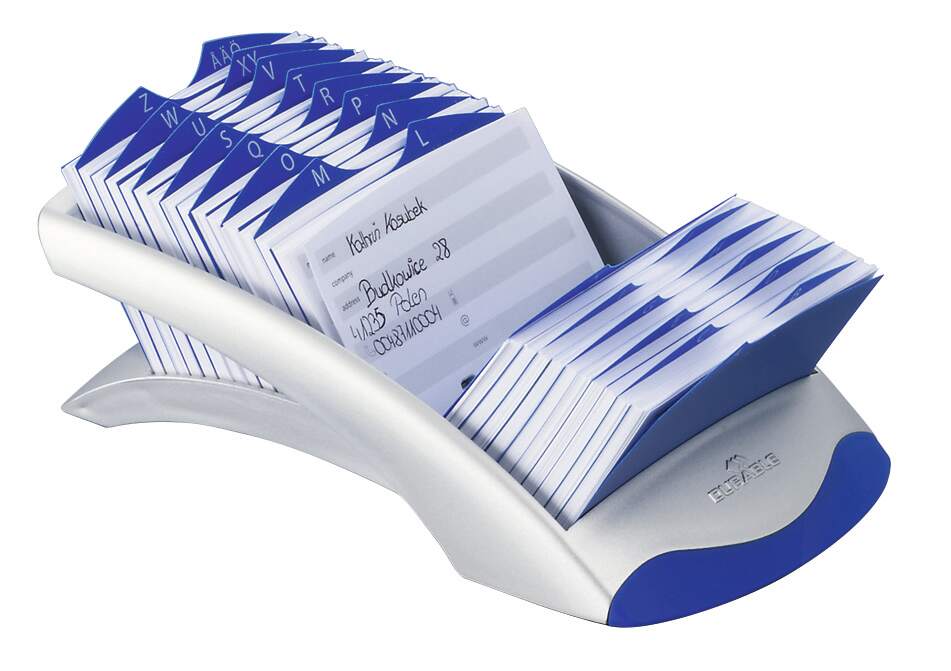 Telindex desk incl 500 bedrukbare kaartjes 131 x 67 x 245 mm zilver durable 
