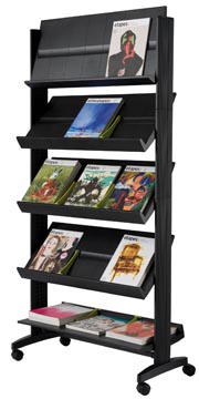 Mobiele folderhouder large 5 legborden a4 zwart paperflow