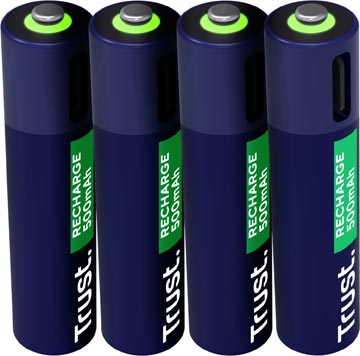 Trust USB-C herlaadbare batterijen AAA, blister van 4 stuks