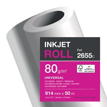 Rol plotterpapier 80gr 914 mm x 50 m wit clairefontaine