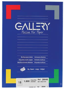 D.100 vel laseretiket 66 x 46,6 mm 18 etiket/vel gallery