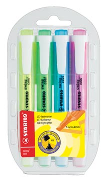 Etui 4 markeerstiften swing cool assorti stabilo