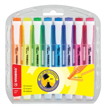 Etui 8 markeerstiften swing cool assorti stabilo