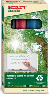 Whiteboardmarker e-28 blauw/rood/groen/zwart edding