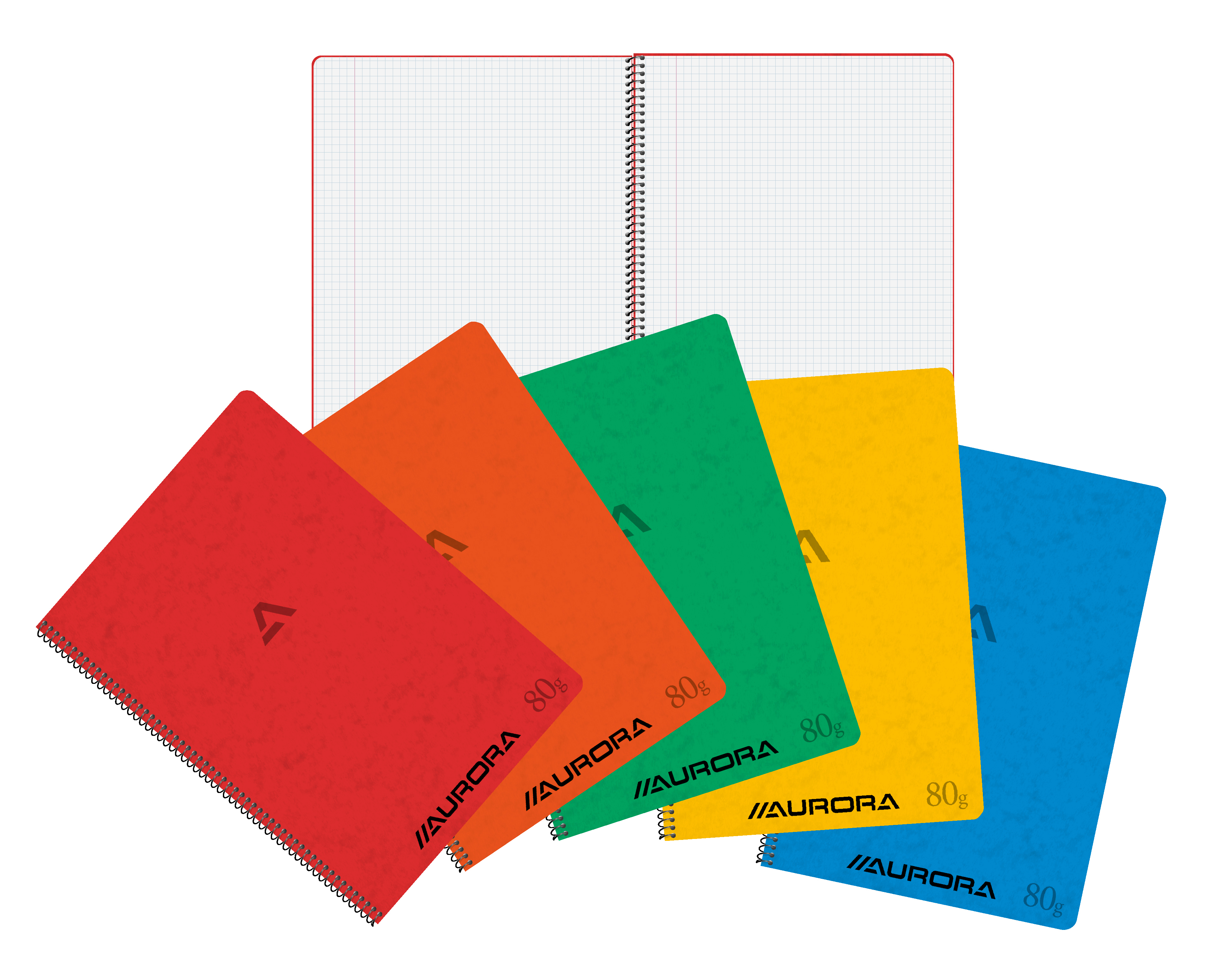 Cahier spirale carton lyon quadr. q5 60 feuilles a4  80gr assortis aurora