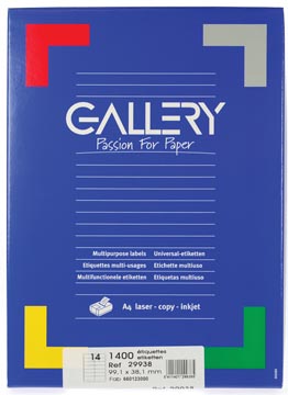D.100 vel laseretiketten 99,1 x 38,1 mm 14 etiket/vel ronde hoeken gallery