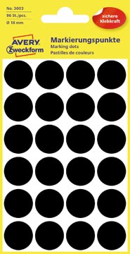 Etiq ronde diam.18mm noir 96p