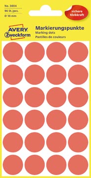 Etiq ronde d18mm rouge 96p