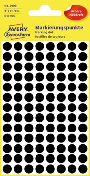Etiq ronde d8mm noir 416p