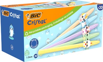 Bic stylo bille Cristal pastel figurnes, boîte de 20 pièces, assorti