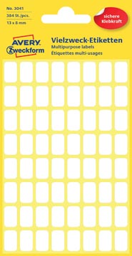 Avery Etiquettes blanches ft 13 x 8 mm (l x h), 384 pièces