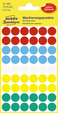 Etiq ronde ø12mm assorti pk270