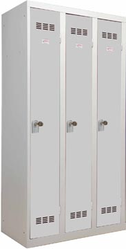 Vestiaire industrie propre, 3 portes, ft 180 x 90 cm, gris