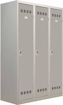 Vestiaire industrie salissante, 3 portes, ft 180 x 120 cm, gris