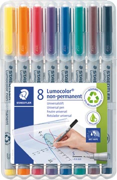 Etui 8 lumocolor lavable 0.4mm     rge-bleu-vrt-nr-ornge-bru