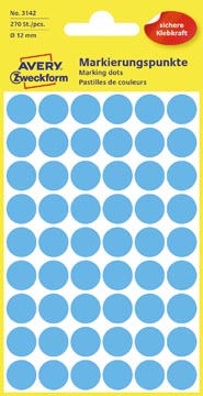 Avery Etiquettes ronds diamètre 12 mm, bleu, 270 pièces