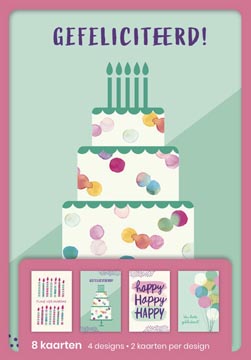 Hallmark wenskaarten, gefeliciteerd, blister van 8 stuks