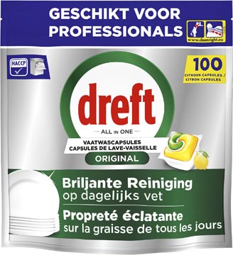 Dreft Pro Original tablettes pour lave-vaisselle, Lemon, paquet de 100 capsules