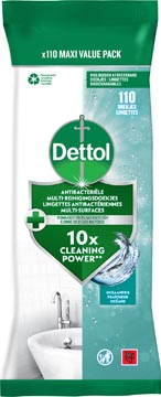 Dettol lingettes nettoyantes antibactérien, fraîcheur océane, paquet de 110 pièces