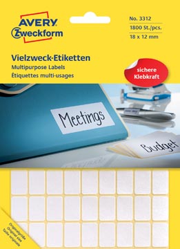 Avery Zweckform 3312 étiquettes mini ft 18 x 12 mm (b x h), 1.800 étiquettes, blanc