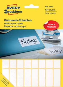 Avery Zweckform 3323 étiquettes mini ft 38 x 14 mm (b x h), 928 étiquettes, blanc