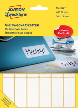Avery Zweckform 3327 étiquettes multi-usages, ft 50 x 19 mm, 486 étiquettes, blanc