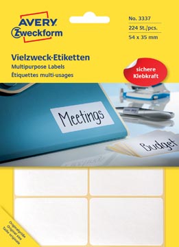 Avery Zweckform 3337 étiquettes multi-usages ft 54 x 35 mm (b x h), 224 étiquettes, blanc