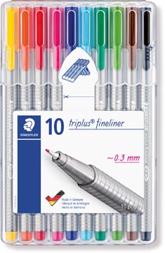 Box 10 fineliner triplus assorti staedtler