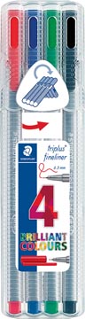 Box 4 fineliner triplus r/bl/gr/zw staedtler