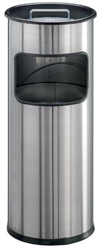 Afvalbak 17 liter + asbak 2 liter metaal-zilver durable
