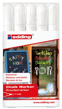 Set 5 krijtmarkers e-4095 wit edding