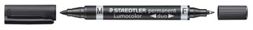 Lumocolor permanent marker duo m/f zwart staedtler