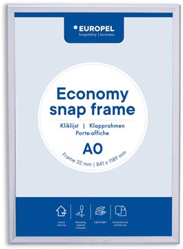Europel cadre porte-affiche Economy, 32 mm, ft A0, argent