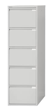 Bisley hangmappenkast, ft 151 x 47 x 62,2 cm (h x b x d), 5 laden, grijs