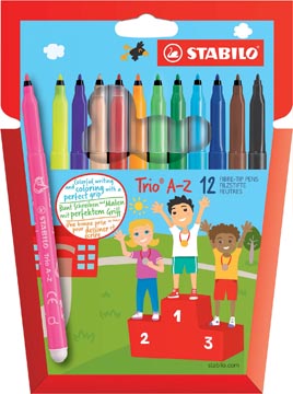 Etui 12 viltstiften trio a-z stabilo