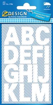 Etui 2 vellen cijfers en letters a-z groot wit avery