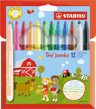 Etui 12 viltstiften jumbo stabilo