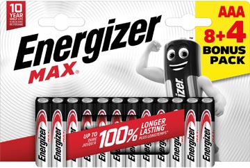 Bl.8 + 4 batterijen max aaa/lr03/e92 energizer