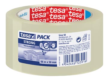 Verpakkingstape pp strong 66mx50mm transparant tesa