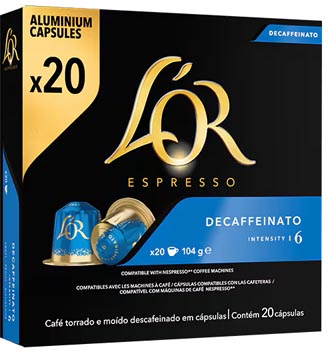 Douwe Egberts L'Or Intensity capsules de café, Decaffeïnato, paquet de 20 pièces