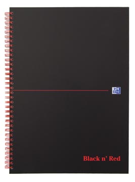 Oxford BLACK N' RED spiraalblok karton, 140 bladzijden ft A4, geruit 5 mm