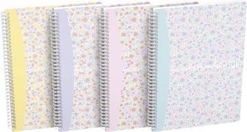 Oxford Floral softcover spiraalschrift, ft B5, 60 vel, geruit 5 mm, 3 geassorteerde designs