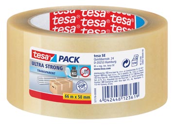 Verpakkingstape ultra strong pvc 50 mm x 60 m transparant tesa