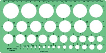 Gabarit de cercle contient 39 cercles et alignement mm 1-35 mm linex