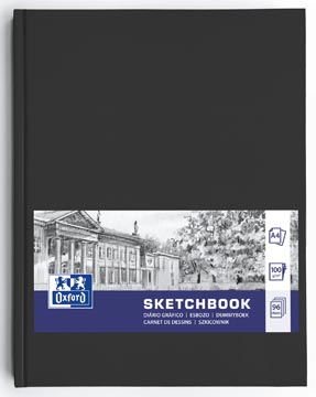 Schetsboek a4 96 vel 100 g/m² crèmekleurig papier zwarte kaft oxford